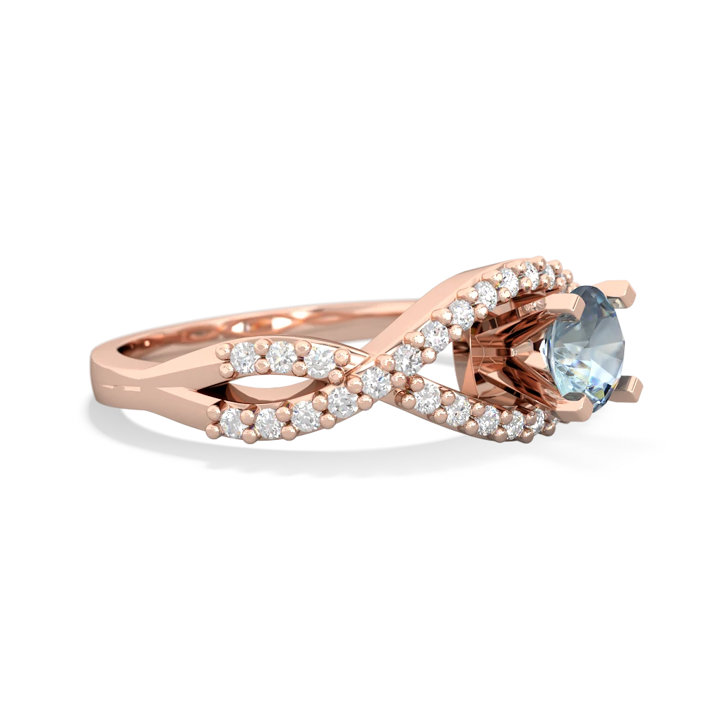 Aquamarine Diamond Twist 5Mm Round Engagment  14K Rose Gold ring R26405RD