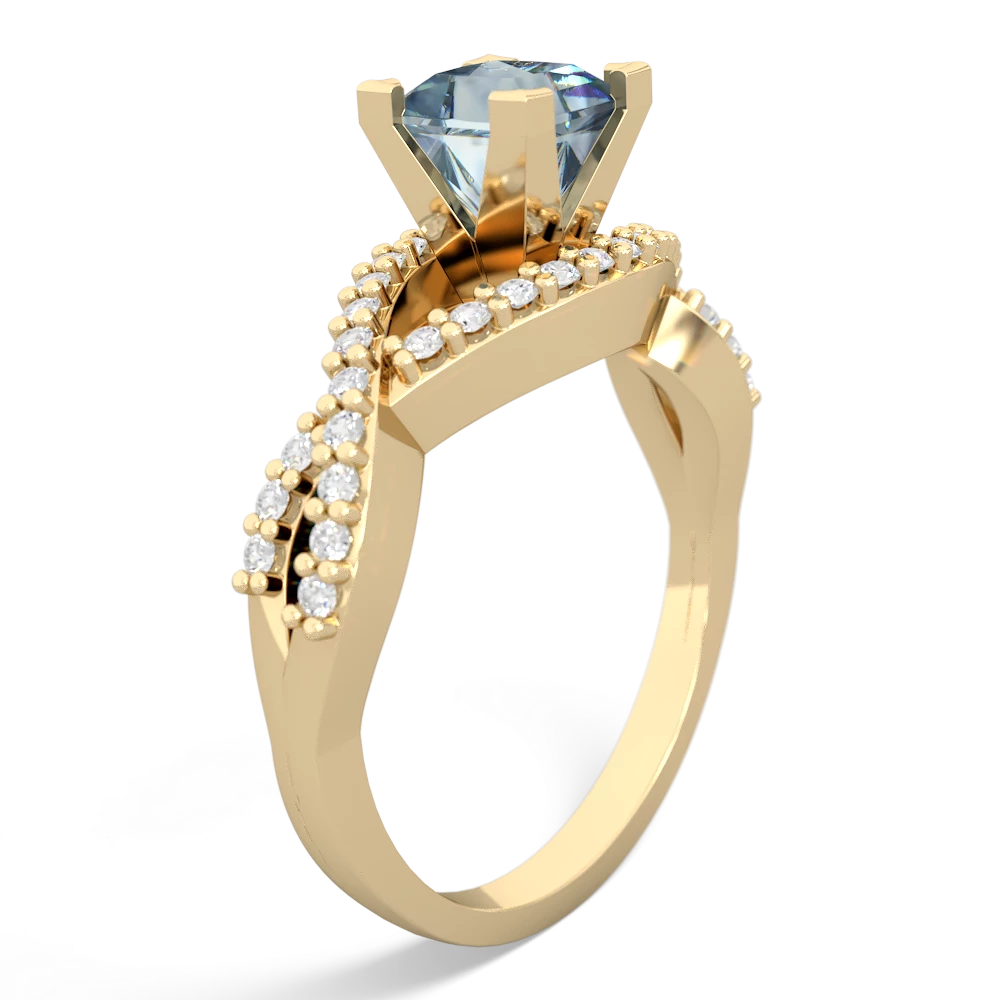 Aquamarine Diamond Twist 5Mm Square Engagment  14K Yellow Gold ring R26405SQ