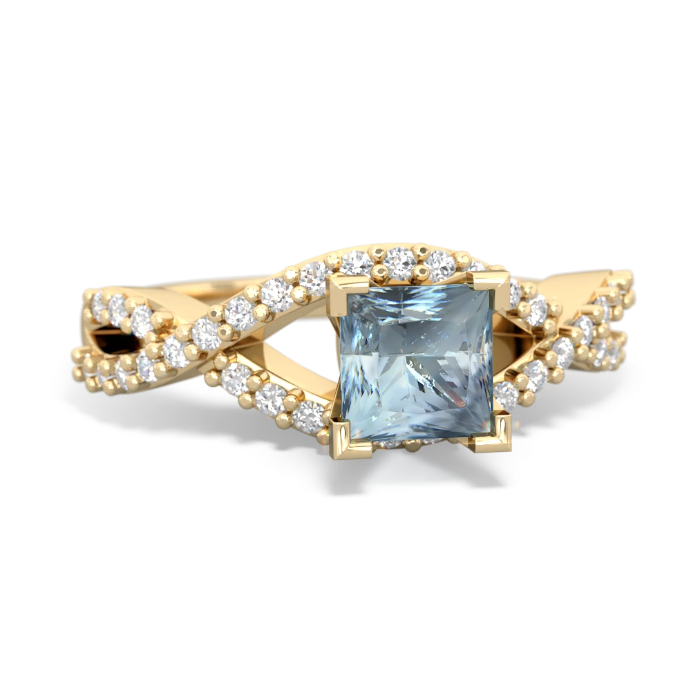 Aquamarine Diamond Twist 5Mm Square Engagment  14K Yellow Gold ring R26405SQ