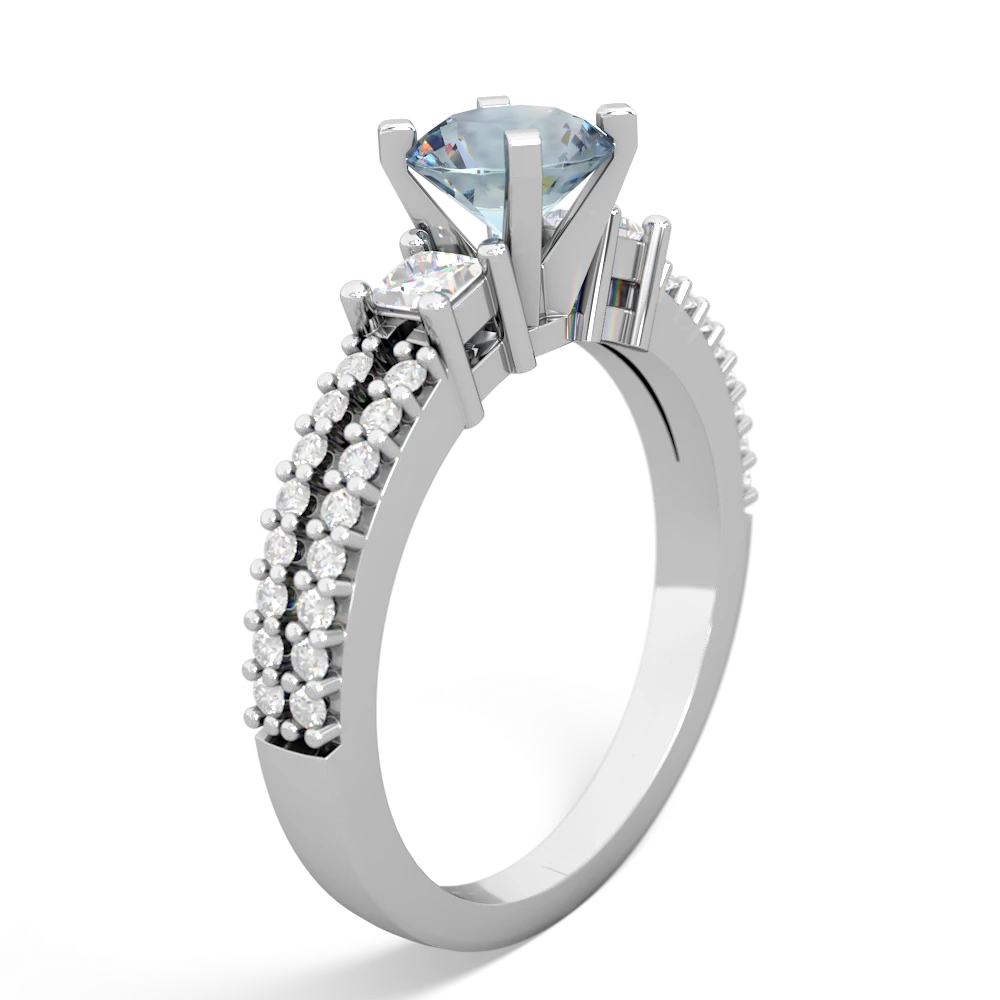 Aquamarine Classic 6Mm Round Engagement 14K White Gold ring R26436RD