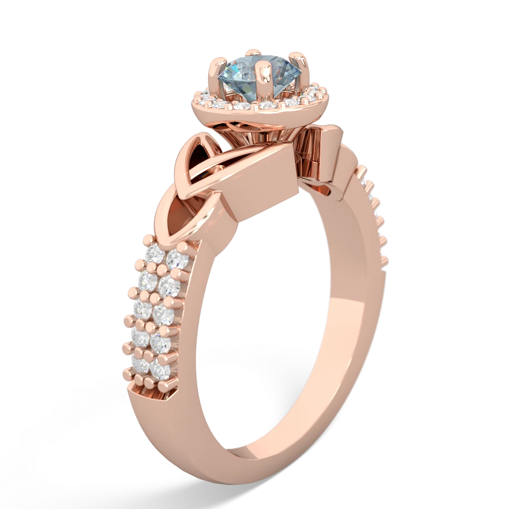 Aquamarine Celtic Knot Halo 14K Rose Gold ring R26445RH