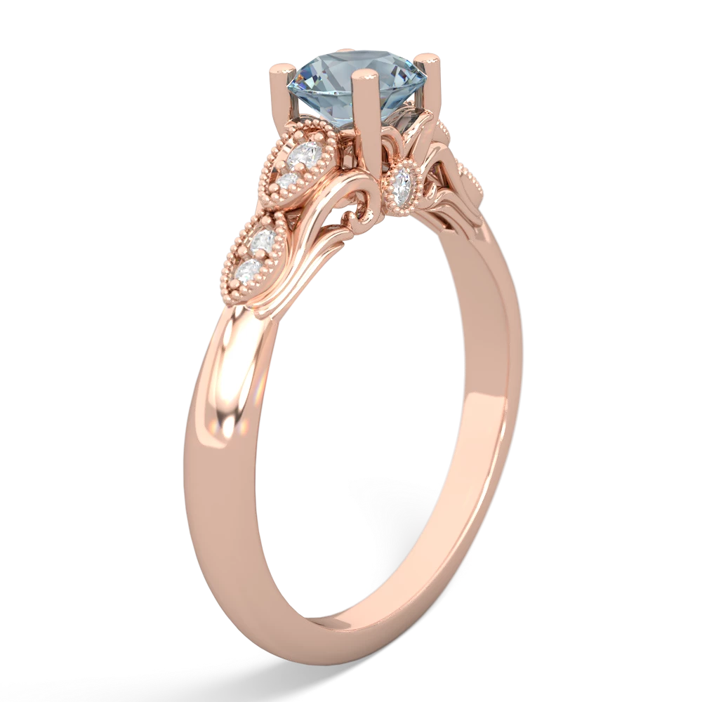 Aquamarine Antique Elegance 14K Rose Gold ring R3100