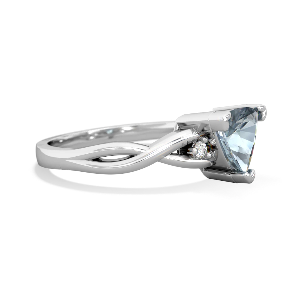 Aquamarine Trillion Twist 14K White Gold ring R2104