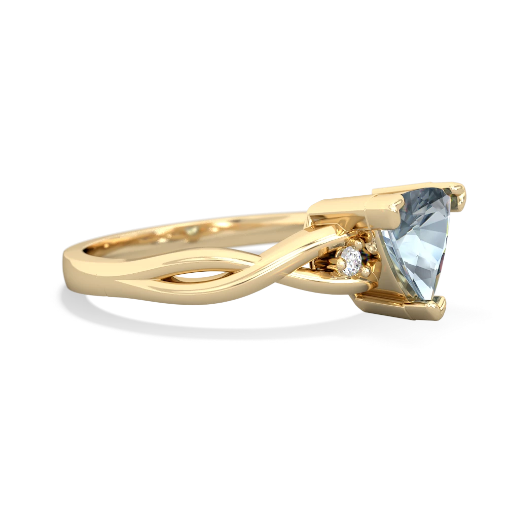 Aquamarine Trillion Twist 14K Yellow Gold ring R2104