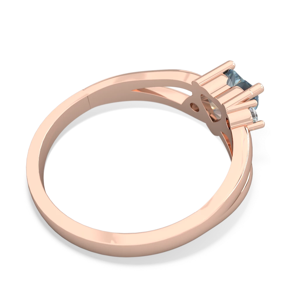 Aquamarine Split Band Swirl 14K Rose Gold ring R2130