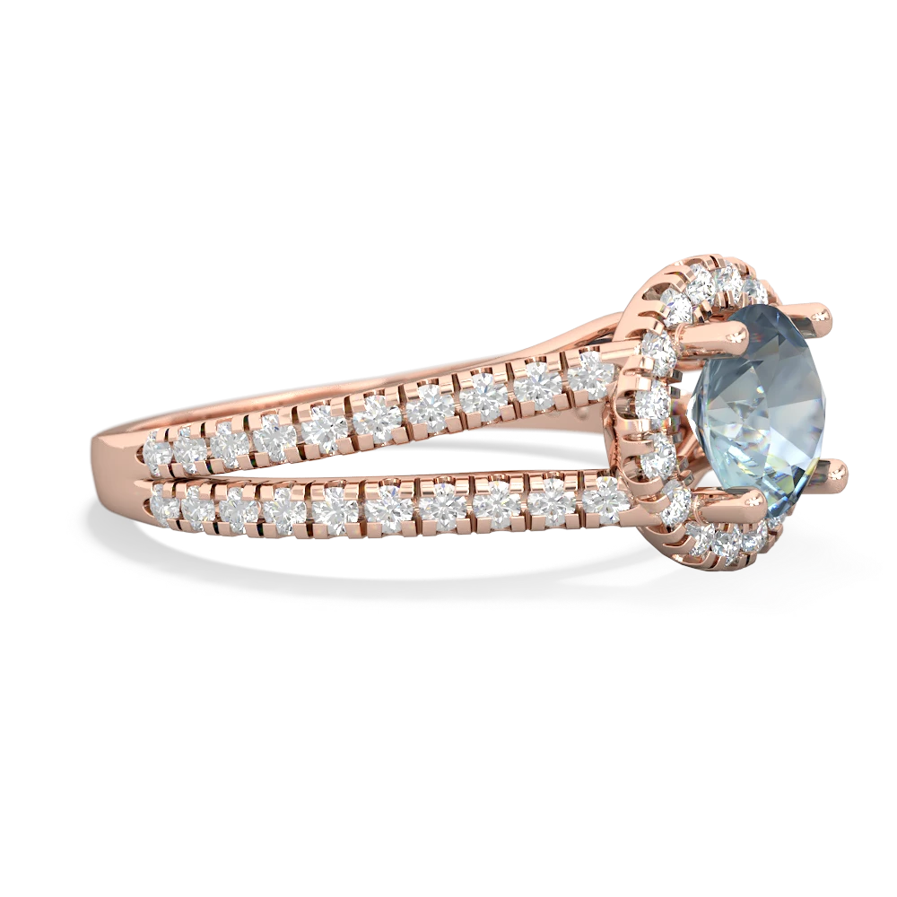 Aquamarine Pave Halo 14K Rose Gold ring R5490