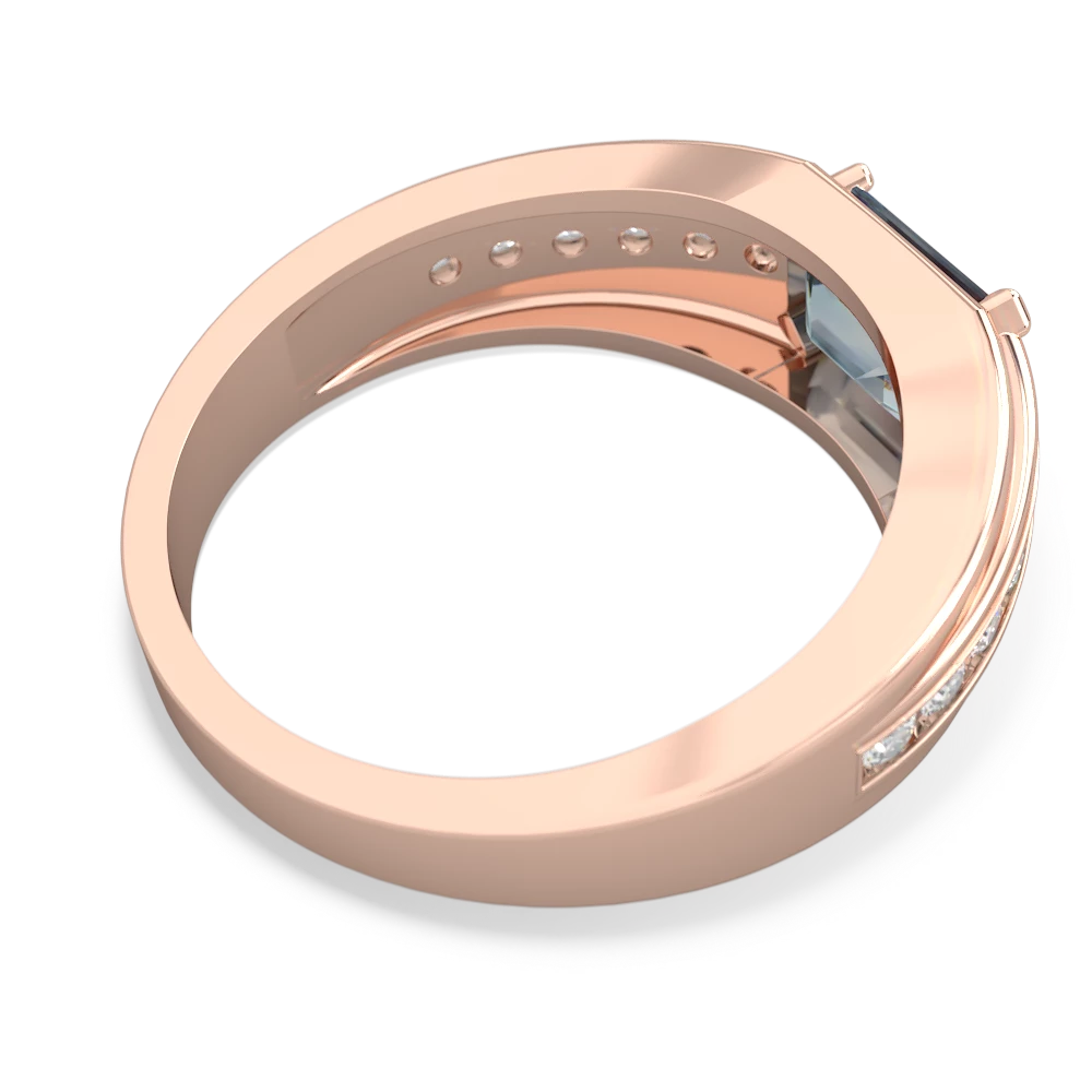 Aquamarine Men's Diamond Channel 14K Rose Gold ring R0500