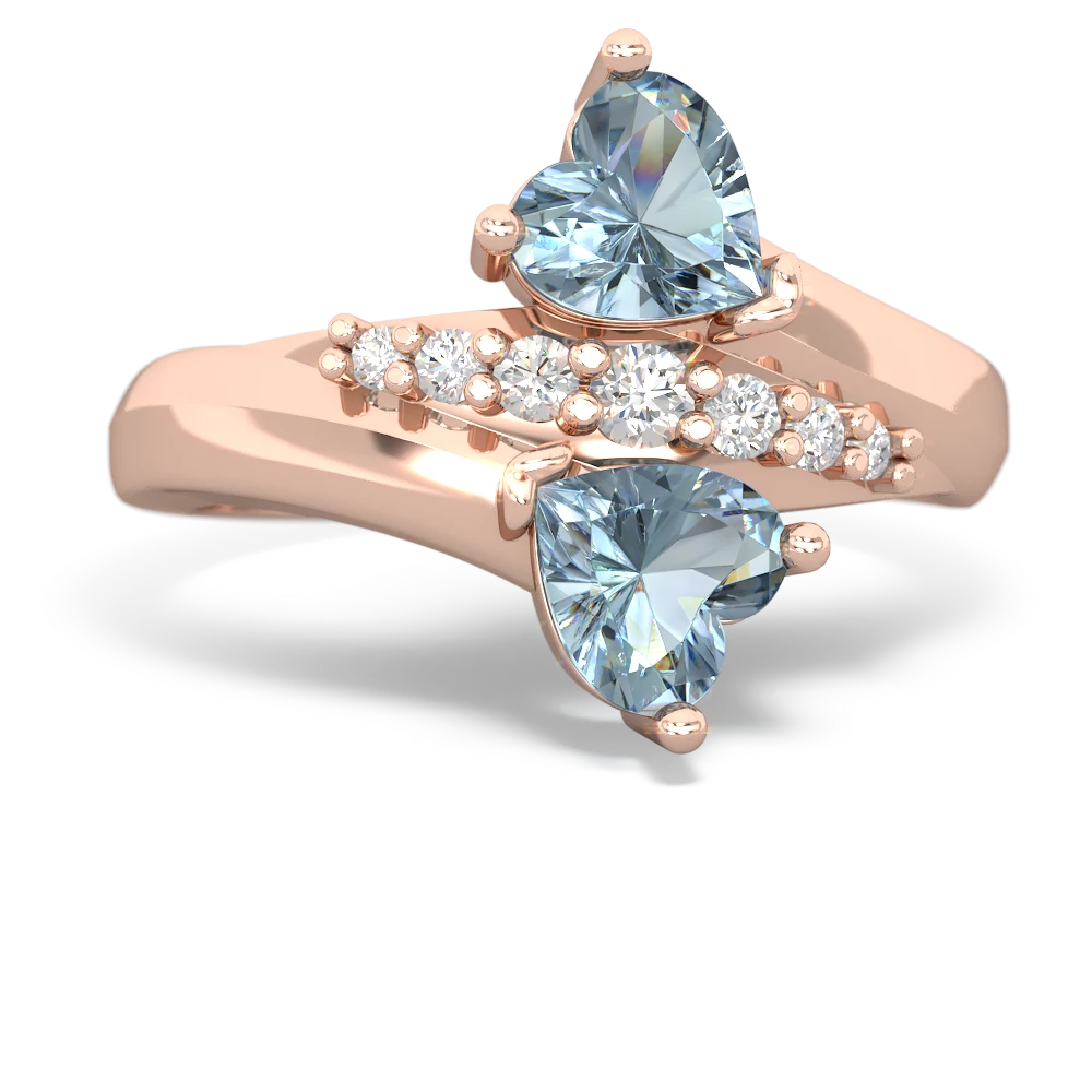 Aquamarine Heart To Heart 14K Rose Gold ring R2064