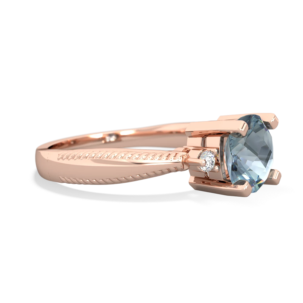 Aquamarine Cushion Rope 14K Rose Gold ring R2484