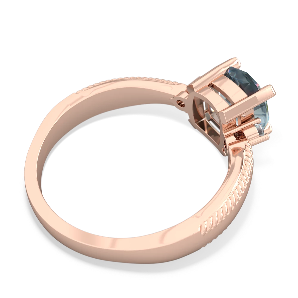 Aquamarine Cushion Rope 14K Rose Gold ring R2484