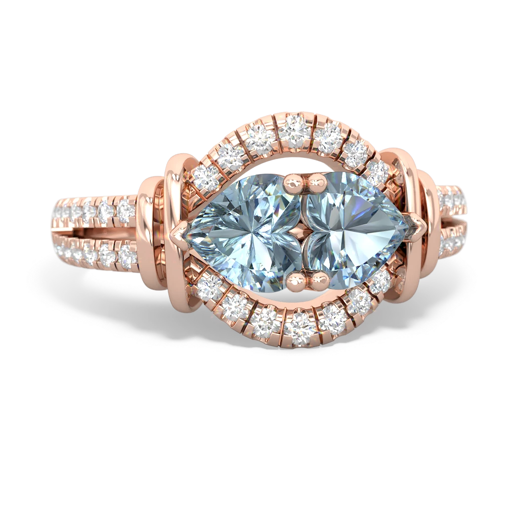 Aquamarine Art-Deco Keepsake 14K Rose Gold ring R5630