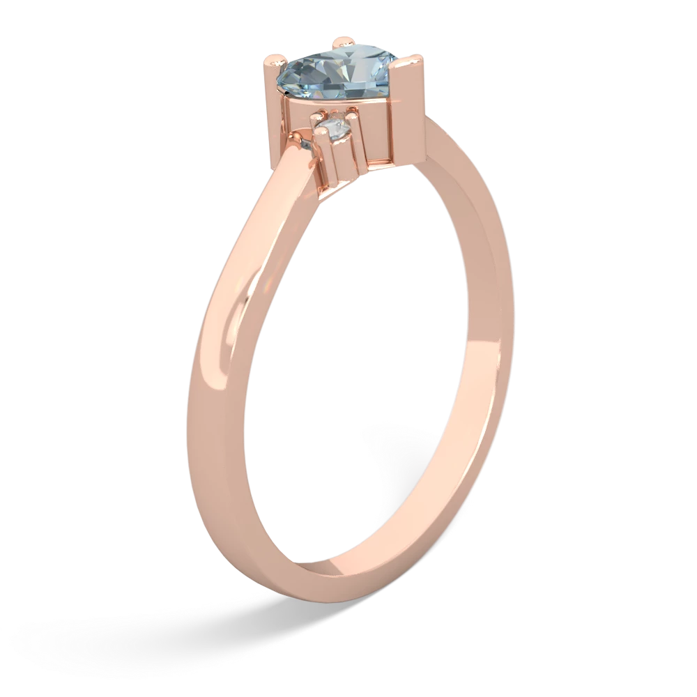 Aquamarine Delicate Heart 14K Rose Gold ring R0203