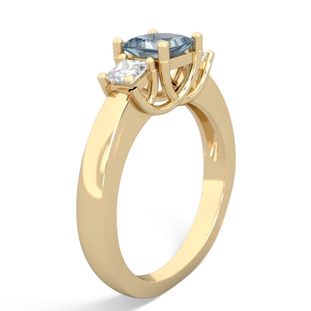 Aquamarine Three Stone Trellis 14K Yellow Gold ring R4015