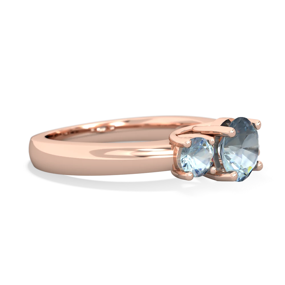 Aquamarine Three Stone Round Trellis 14K Rose Gold ring R4018