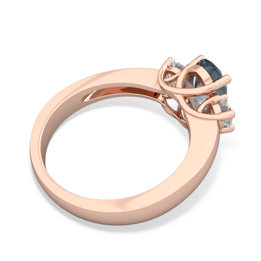 Aquamarine Diamond Three Stone Oval Trellis 14K Rose Gold ring R4024