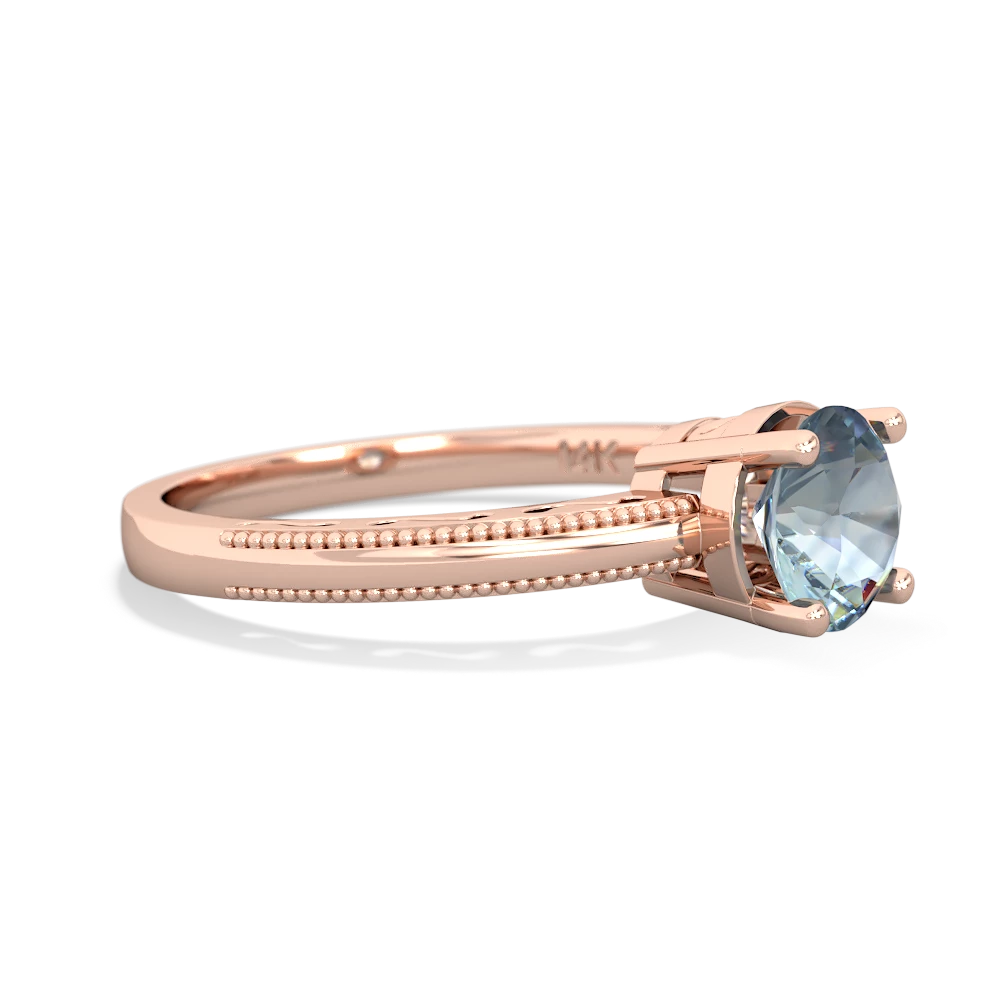 Aquamarine Milgrain Filigree 14K Rose Gold ring R5090