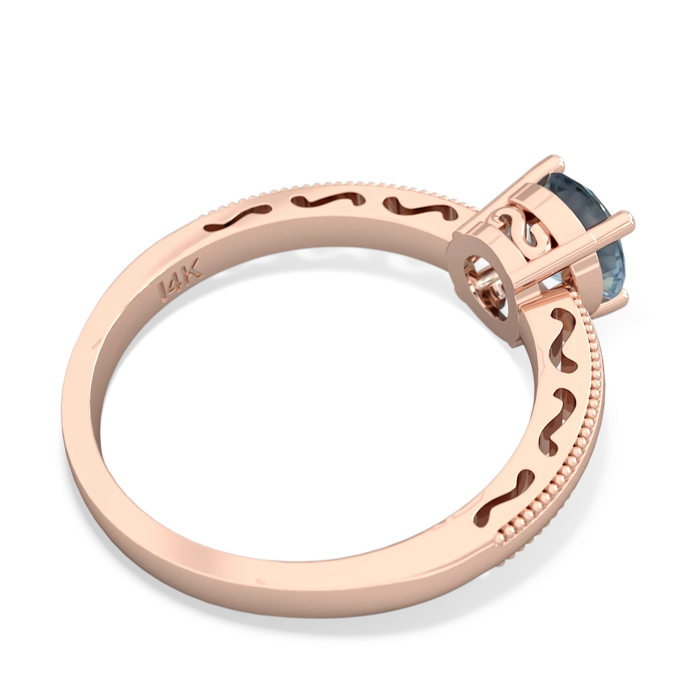 Aquamarine Milgrain Filigree 14K Rose Gold ring R5090