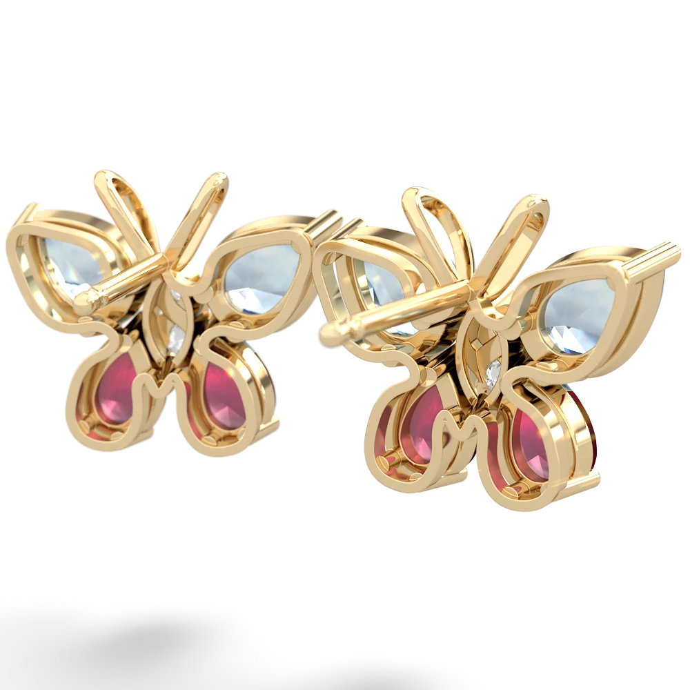 Aquamarine Butterfly 14K Yellow Gold earrings E2215