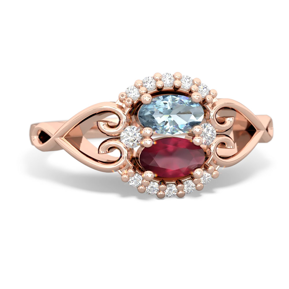 Aquamarine Love Nest 14K Rose Gold ring R5860