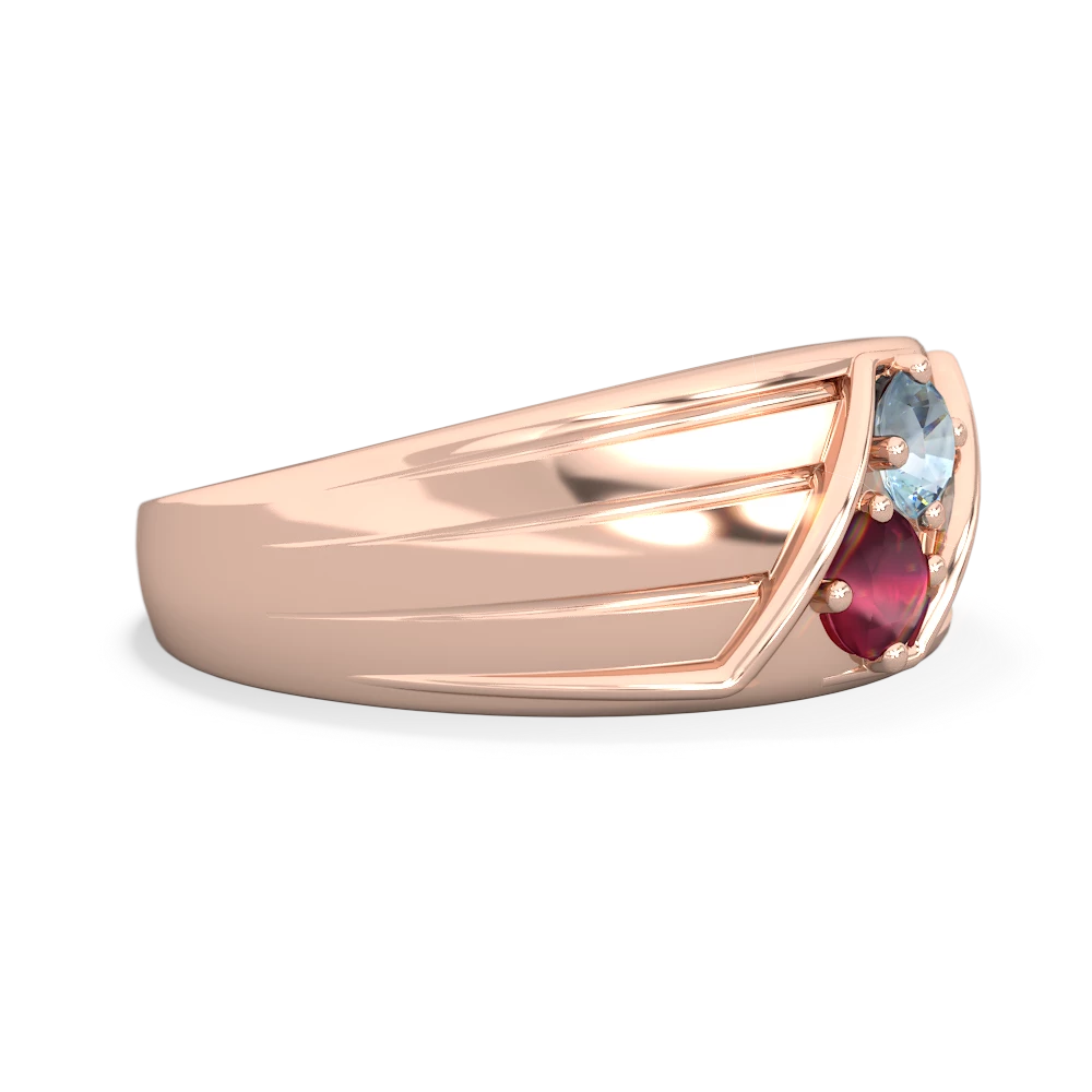 Aquamarine Men's Streamline 14K Rose Gold ring R0460