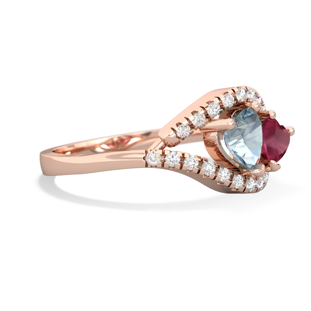 Aquamarine Mother And Child 14K Rose Gold ring R3010