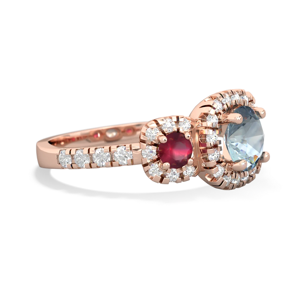 Aquamarine Regal Halo 14K Rose Gold ring R5350