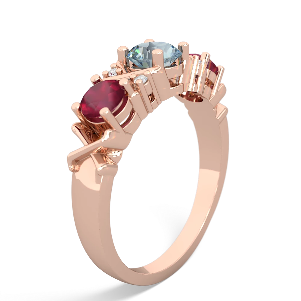 Aquamarine Hugs And Kisses 14K Rose Gold ring R5016