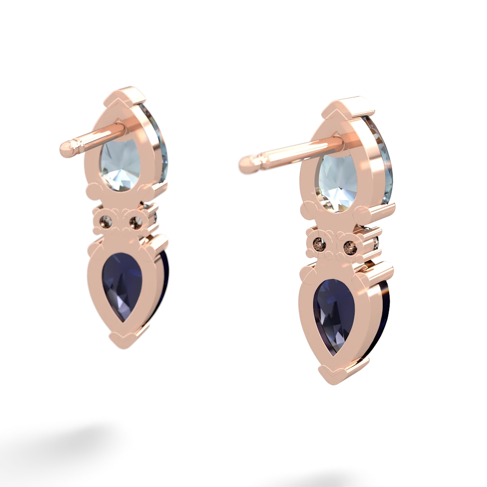 Aquamarine Bowtie Drop 14K Rose Gold earrings E0865