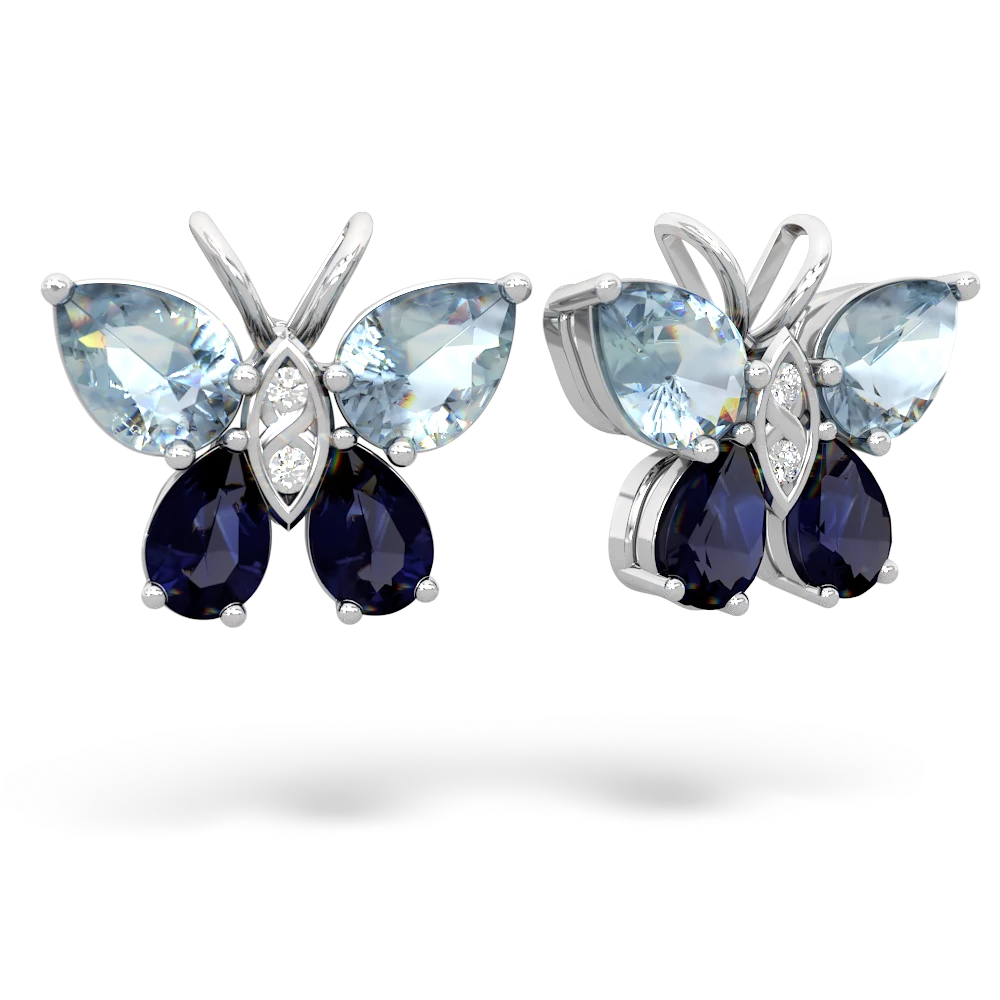 Aquamarine Butterfly 14K White Gold earrings E2215