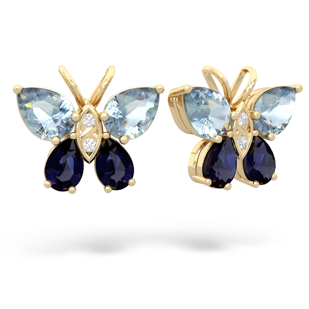 Aquamarine Butterfly 14K Yellow Gold earrings E2215