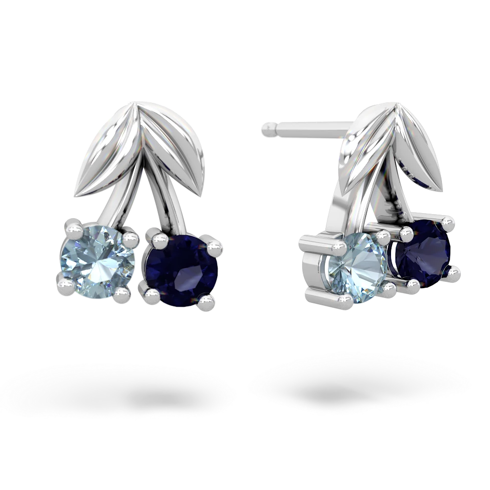 Aquamarine Sweet Cherries 14K White Gold earrings E7001