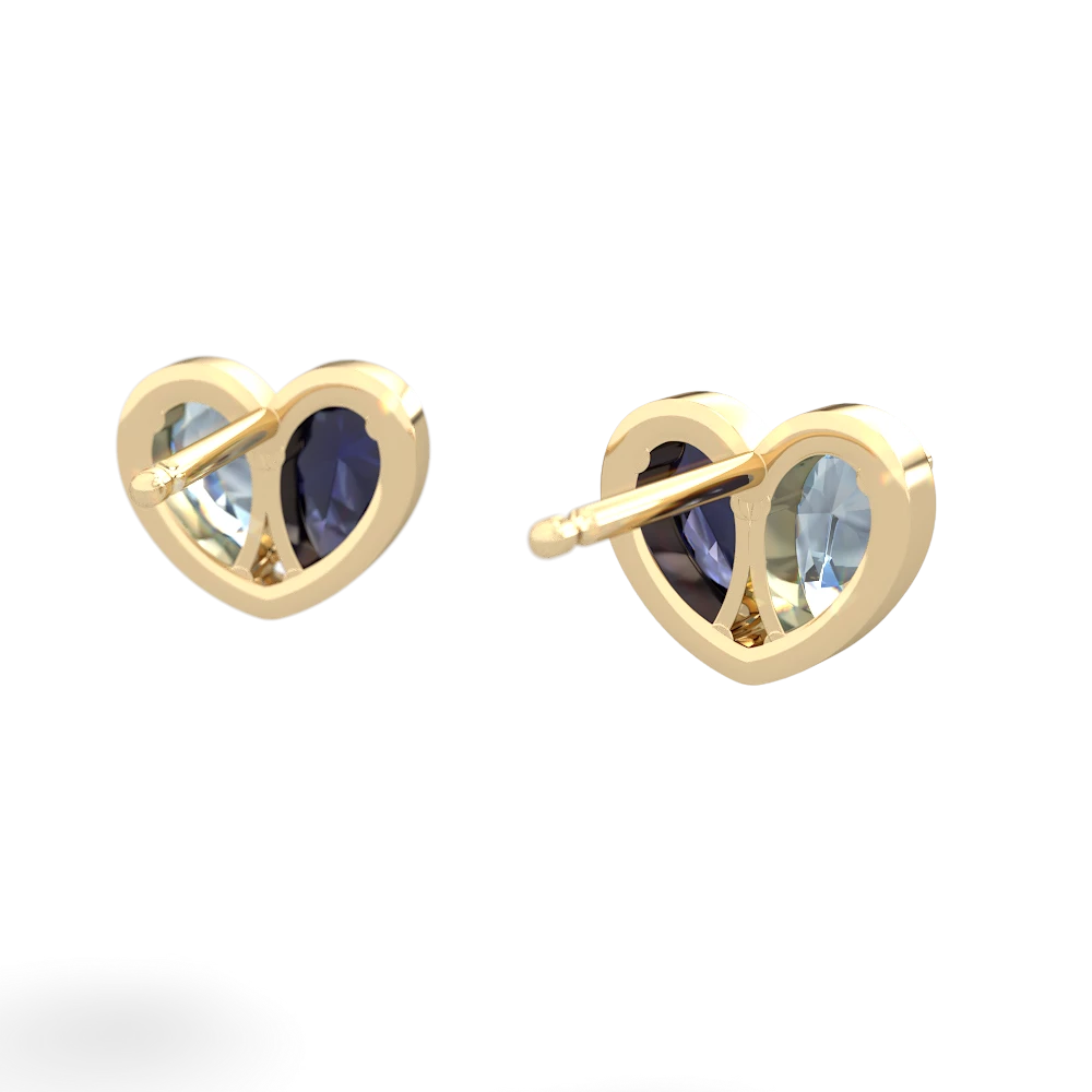 Aquamarine 'Our Heart' 14K Yellow Gold earrings E5072