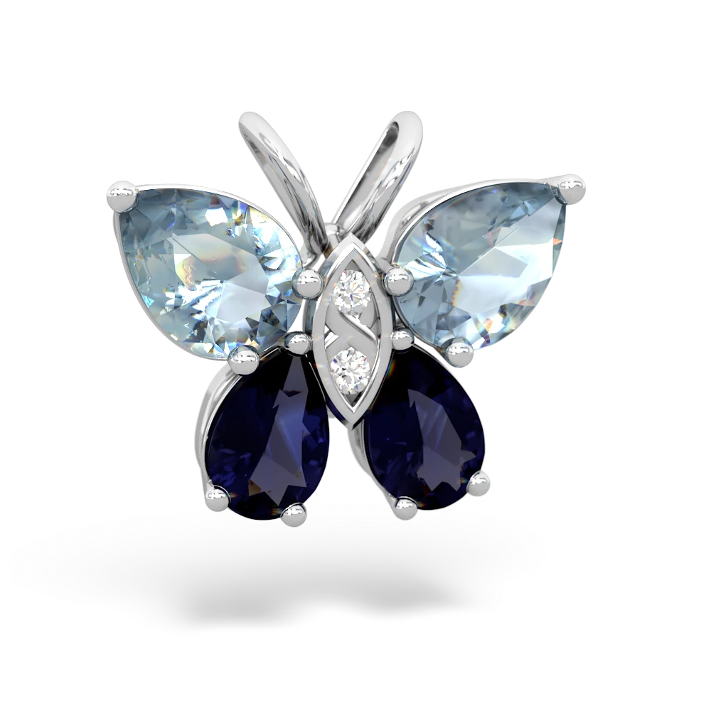 Aquamarine Butterfly 14K White Gold pendant P2215