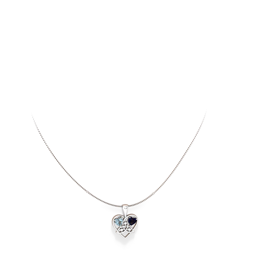 Aquamarine Celtic Trinity Heart 14K White Gold pendant P5331