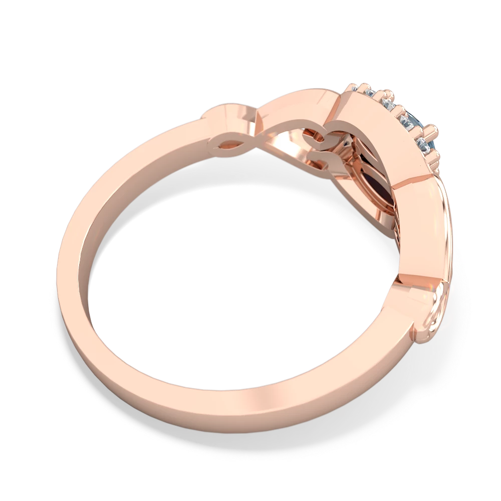 Aquamarine Love Nest 14K Rose Gold ring R5860