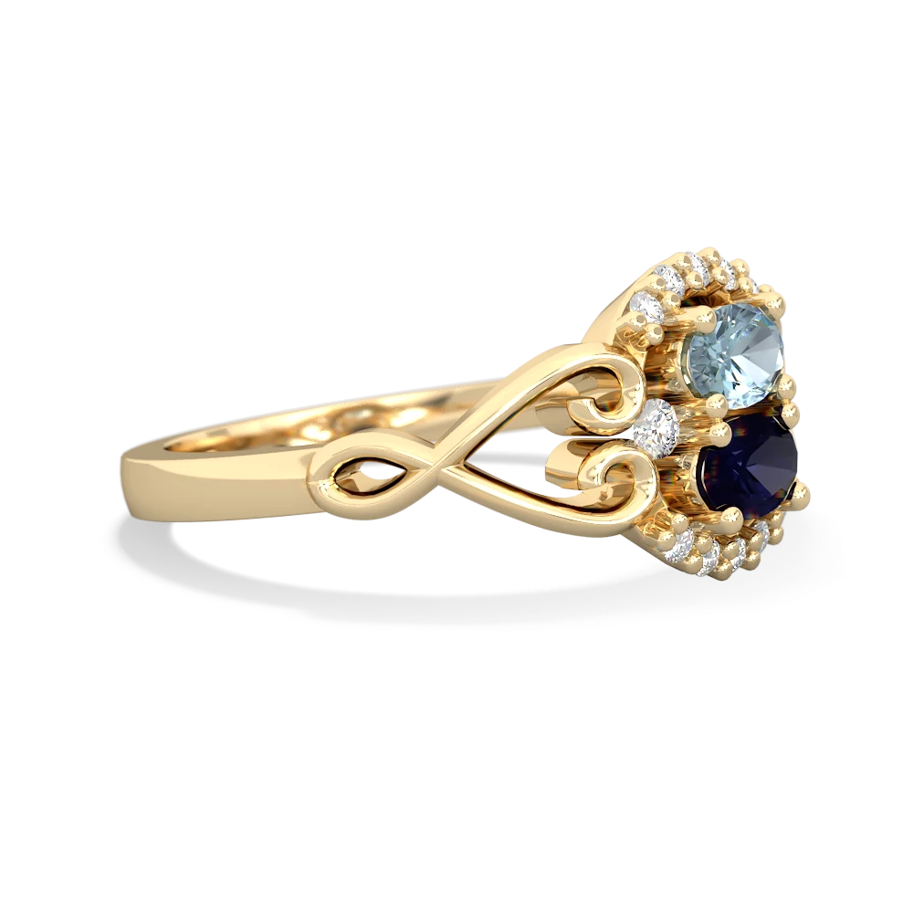 Aquamarine Love Nest 14K Yellow Gold ring R5860