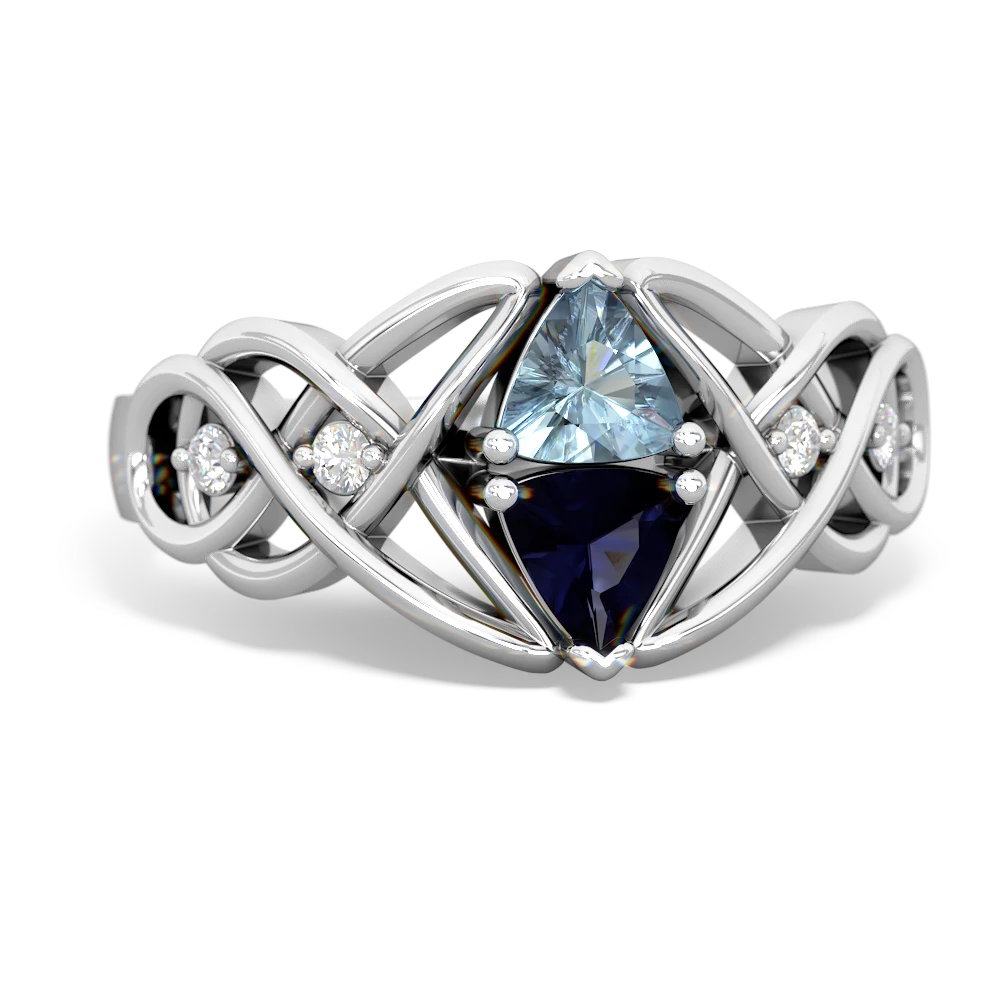 Aquamarine Keepsake Celtic Knot 14K White Gold ring R5300