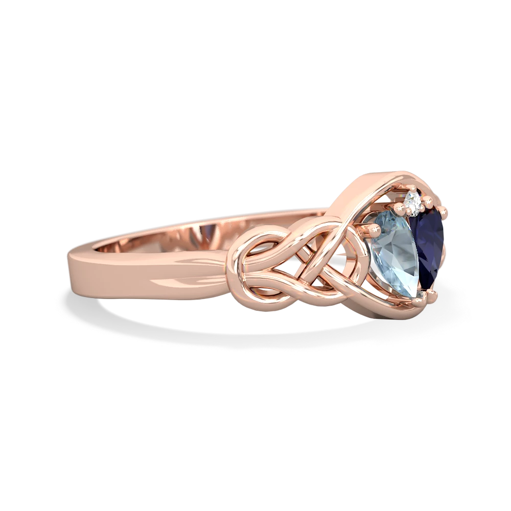 Aquamarine Celtic Love Knot 14K Rose Gold ring R5420