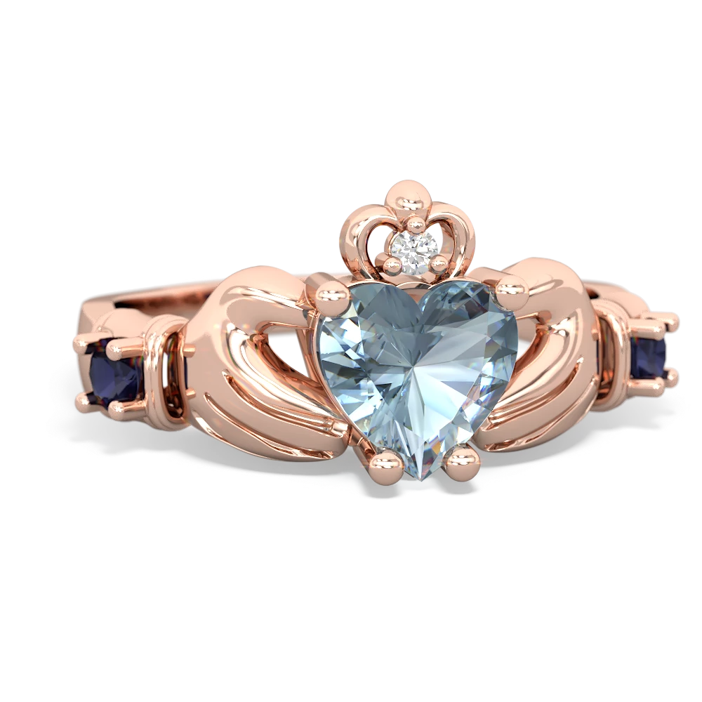 Aquamarine Claddagh Keepsake 14K Rose Gold ring R5245