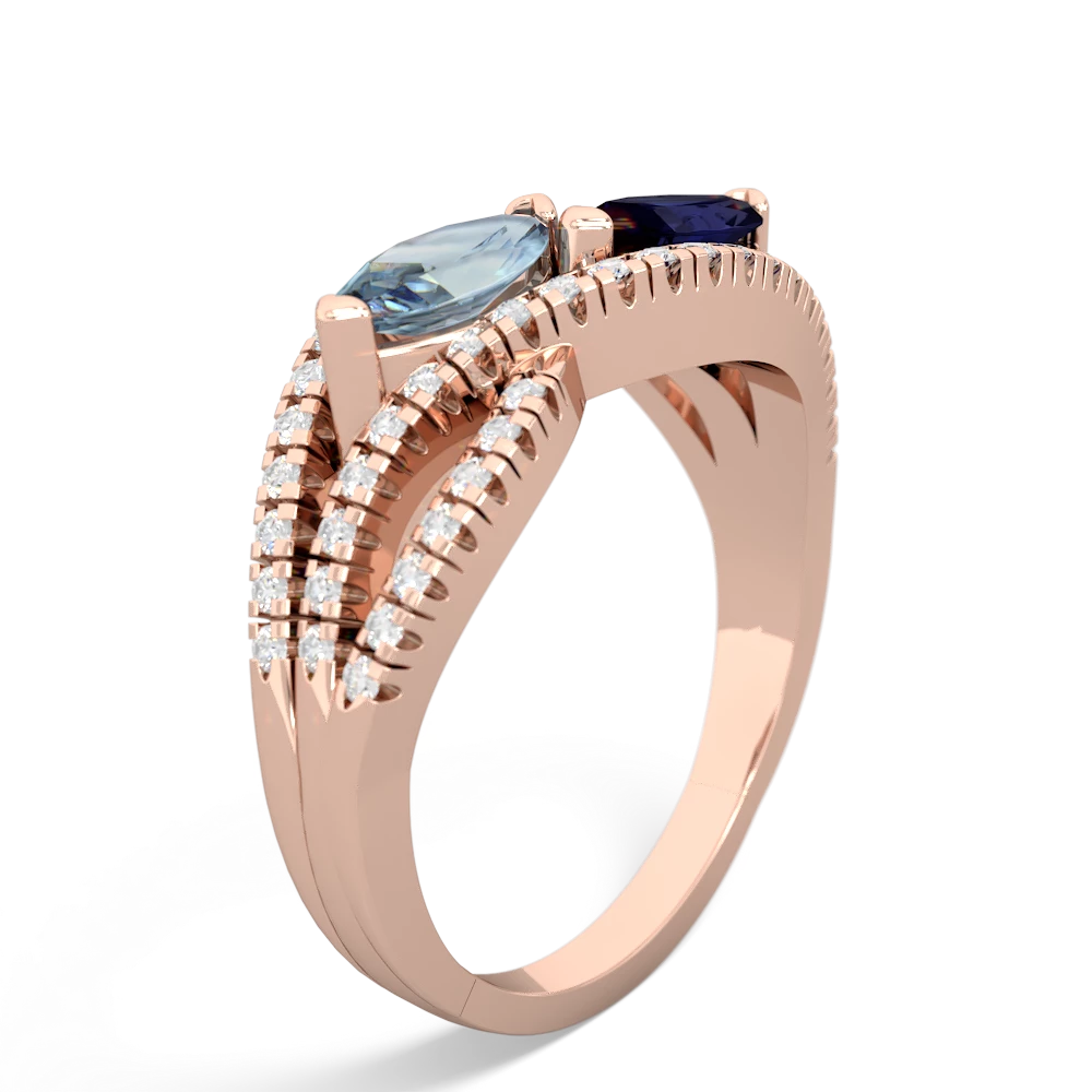 Aquamarine Diamond Rivers 14K Rose Gold ring R3070