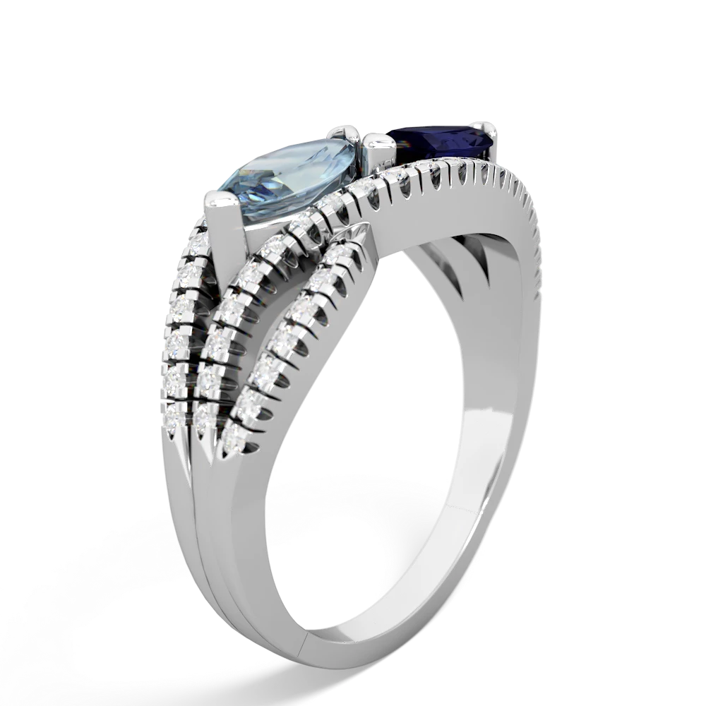 Aquamarine Diamond Rivers 14K White Gold ring R3070