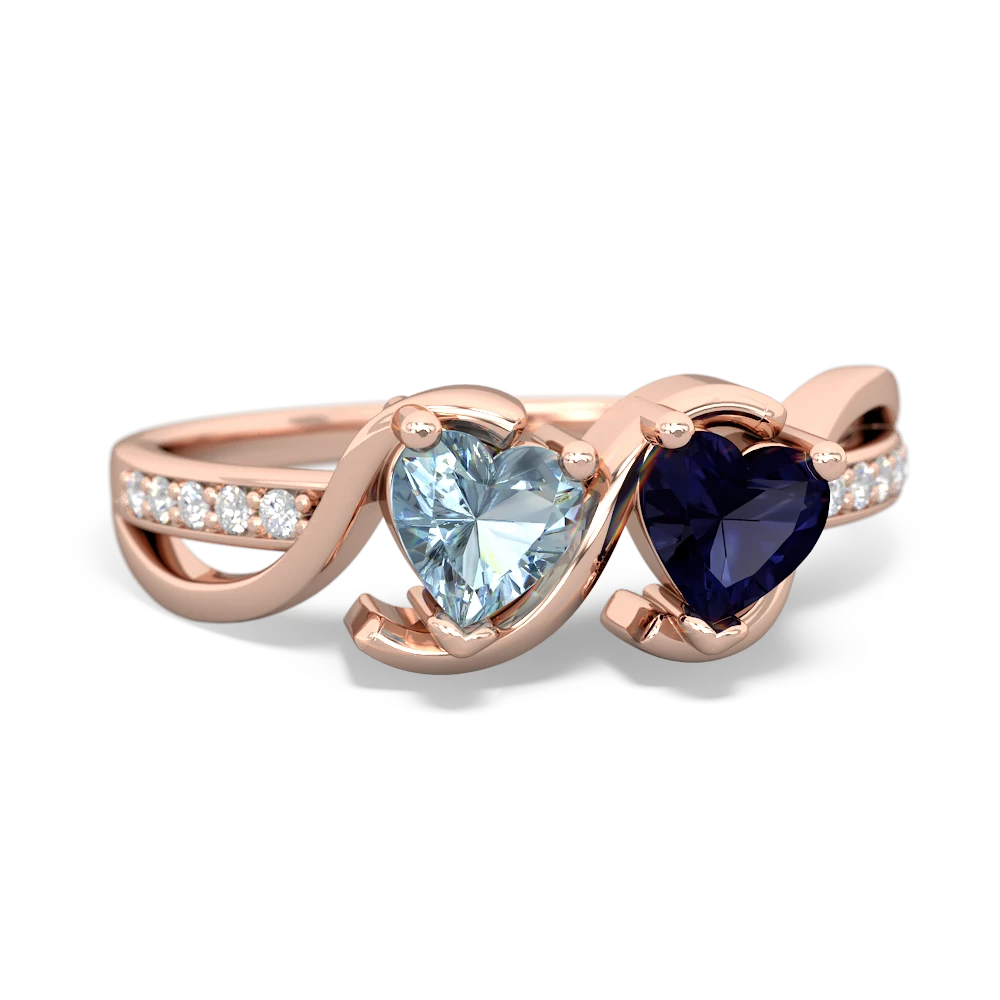 Aquamarine Side By Side 14K Rose Gold ring R3090