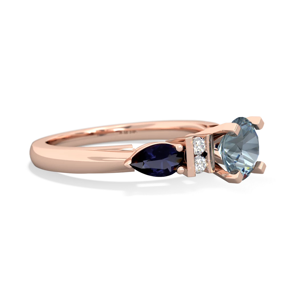 Aquamarine 6Mm Round Eternal Embrace Engagement 14K Rose Gold ring R2005