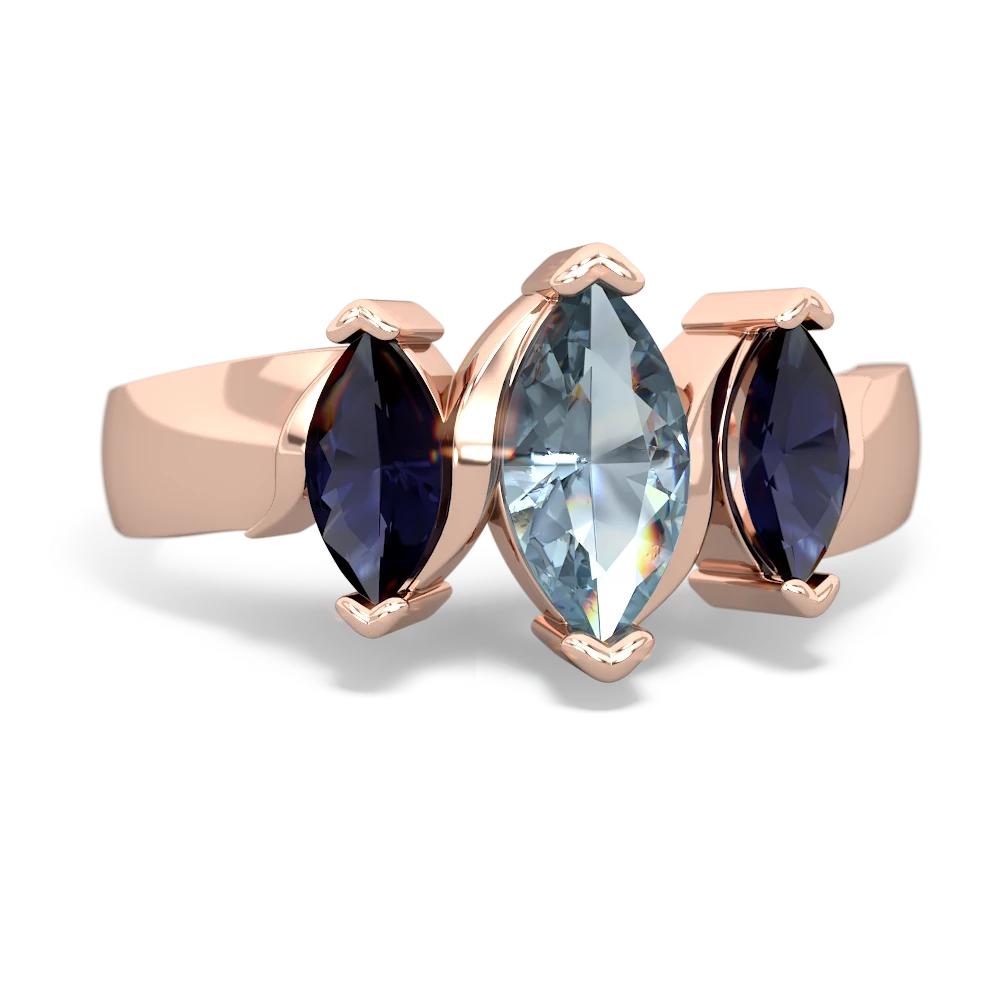 Aquamarine Three Peeks 14K Rose Gold ring R2433