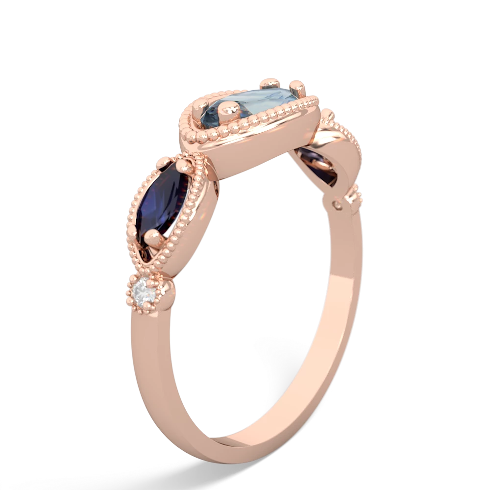 Aquamarine Milgrain Marquise 14K Rose Gold ring R5700