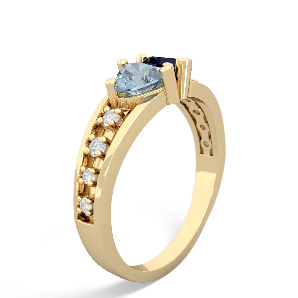 Aquamarine Heart To Heart 14K Yellow Gold ring R3342