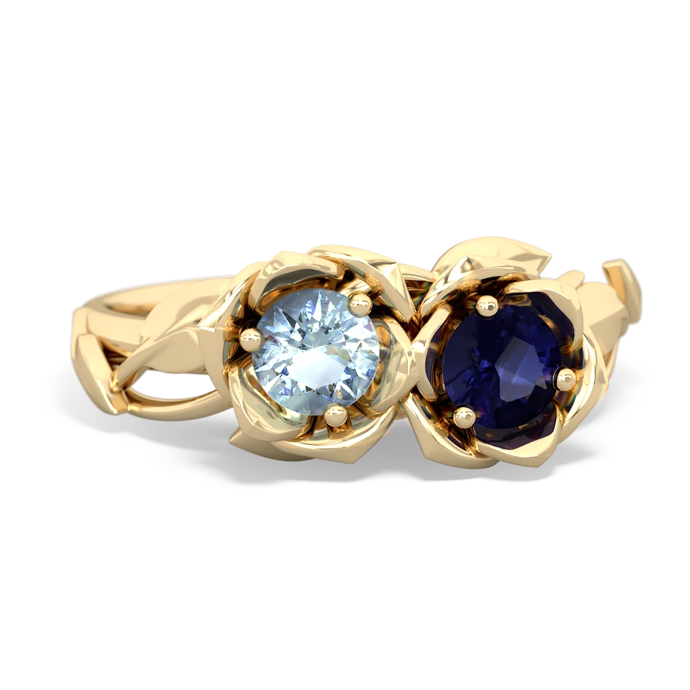 Aquamarine Rose Garden 14K Yellow Gold ring R5510