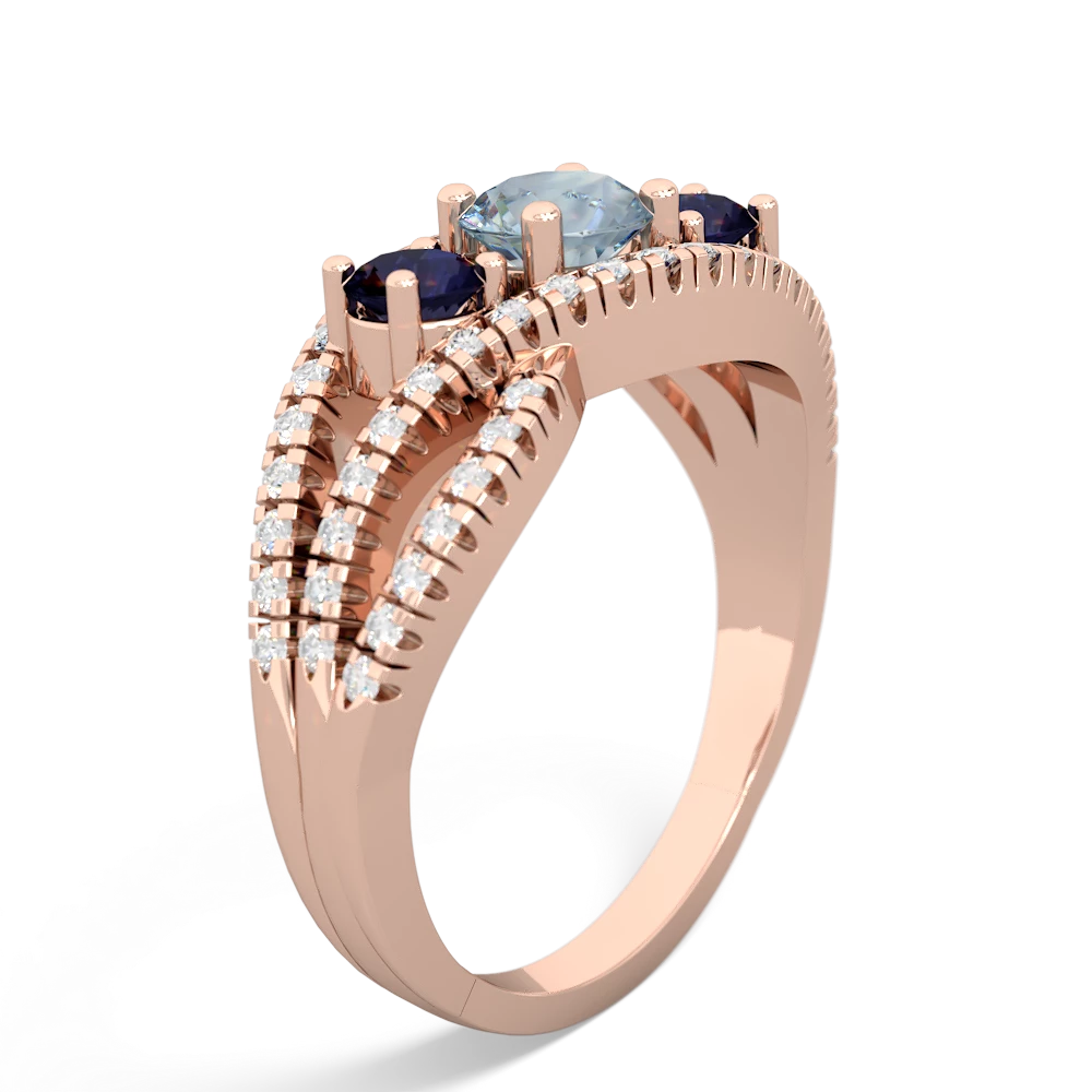 Aquamarine Three Stone Aurora 14K Rose Gold ring R3080