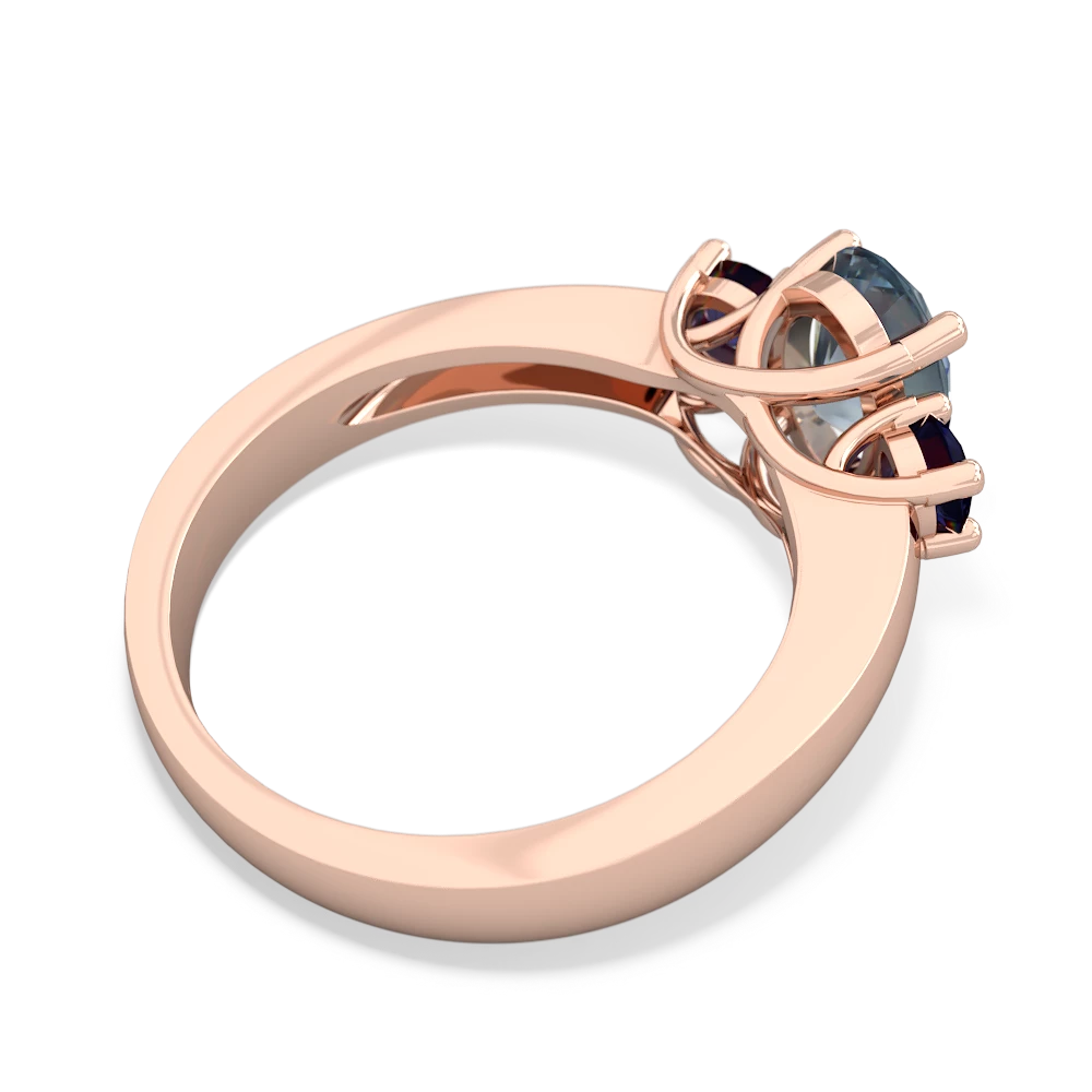 Aquamarine Three Stone Oval Trellis 14K Rose Gold ring R4024