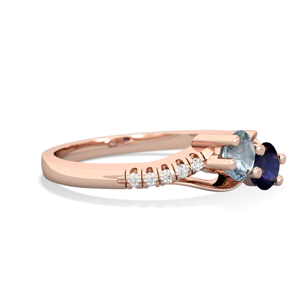 Aquamarine Infinity Pave Two Stone 14K Rose Gold ring R5285